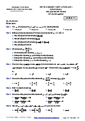 Đề thi khảo sát chất lượng lần I môn Toán 12